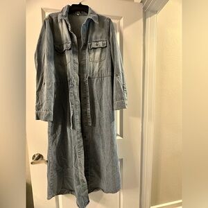 SHEIN Light Blue Long Sleeve Denim Dress